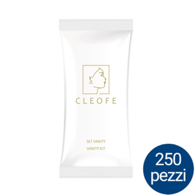 Linea Cortesia - Set Vanity in confezione Flowpack - Brand Cleofe - Cartone 250 pezzi