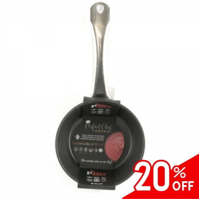 Casseruola Nera Antiaderente cm 16 - 1 Manico Tubolare Inox - Perfect Chef