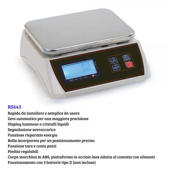 Bilancia elettronica mono display da banco, precisione 1 g, portata massima 30 kg – ideale per uso commerciale o alimentare
