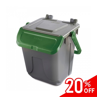 Bidoncino 25 litri Grigio-Verde - Raccolta Differenziata Ecology - in Polipropilene - Impilabile