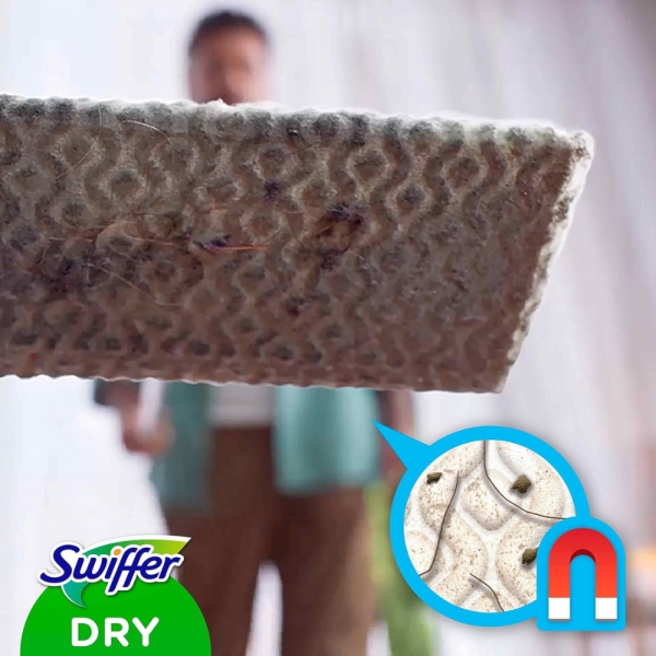 Ricarica Swiffer Dry Maxi 12 Panni Catturapolvere per Pavimenti Lisci e Parquet