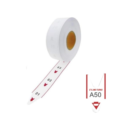 Rotolo Alfanumerico Eliminacode Rosso – 2000 ticket per rotolo - 5 Rotoli per Confezioni