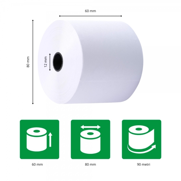 Rotolo Termico adesivo per bilancia e stampanti -  Carta Autoadesiva – 60 mm x 90 metri - 4 pezzi per confezioneagine