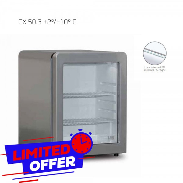 Mini Frigovetrina da Appoggio Refrigerata – +2°/+10°C Dimensioni (L x P x H): 400 x 475 x 555 mm