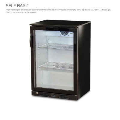 Frigo per Bevande 1 Anta Basso 156 L +2°/+10°C – Nero – LED, Termostato Elettronico, Serratura, 2 Griglie