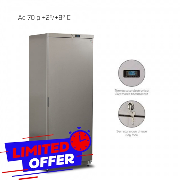 Armadio Refrigerato Professionale +2°/+8°C 610 Litri Silver con 4 Griglie