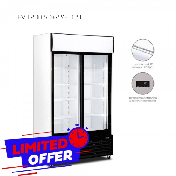 Vetrina Verticale Refrigerata per Bevande 2 ANTE – 643 L | +5°/+10°C | Bianco/Nero