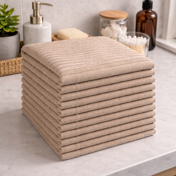 Asciugamani Viso Las Vegas 100x60 cm in Spugna 100% Cotone 450 gr/m² – Beige (Confezione 12 Pezzi)