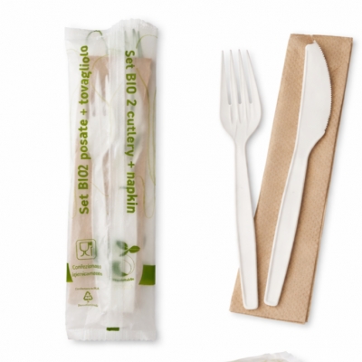 Kit Posate Compostabili CPLA con Tovagliolo