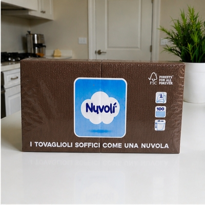 Tovaglioli 25x25 cm 2 Veli in Cellulosa Nuvolì Cacao– 100 Pezzi