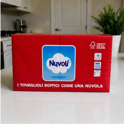 Tovaglioli 25x25 cm 2 Veli in Cellulosa Nuvolì Rosso – 100 Pezzi