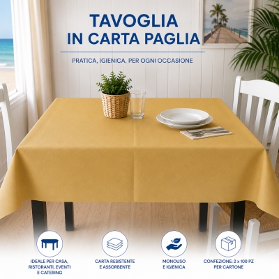 Tovaglia in Carta Paglia – 2 Confezioni da 100 pezzi