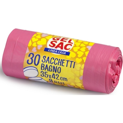 Gel Sac 30 Sacchetti Bagno Rosa Profumati 35x42 cm 8 Litri