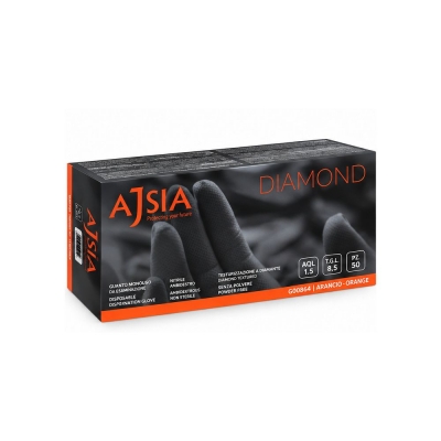 Guanti monouso in nitrile arancione Ajsia Diamond – Grip diamantato – Taglia M